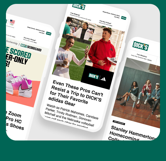 Examples of email creative designed at Dick's Sporting Goods